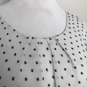 Elle sleeveless white black fuzzy dots dress 16 XL